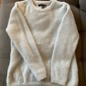 White faux fur sweater